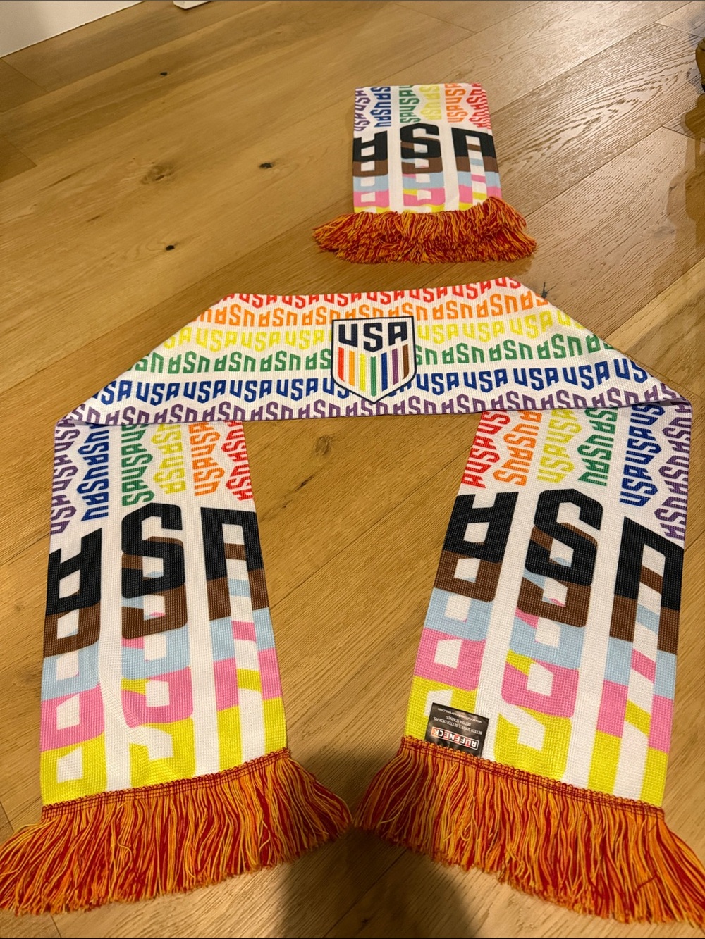 USA SOCCER - scarf - gay pride rainbow version.  2 of them! New.